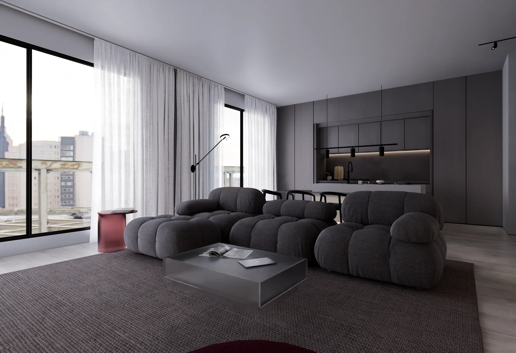 Salon — vue vers les baies vitrées